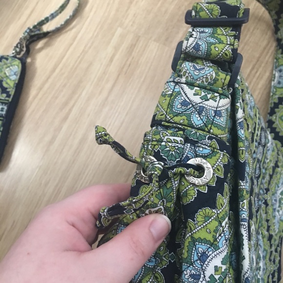 VERA BRADLEY CAMBRIDGE GREEN NAVY PURSE WRISTLET - Picture 2 of 7